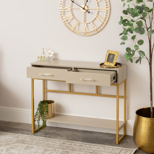 Large Two Drawer Console / Dressing Table - Liana Taupe Range