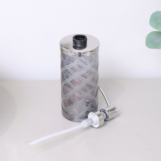 Smoked Patterned Soap Dispenser with Silver Chrome Rim