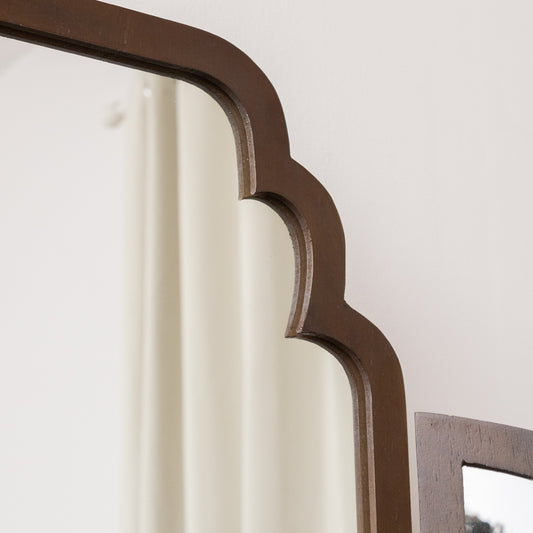 Dark Brown Wooden Arched Dressing Table Mirror - Georgian Range