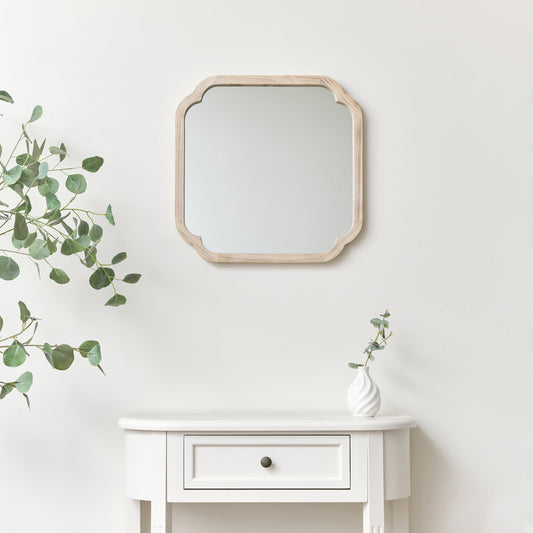 Square Natural Washed Wood Framed Wall Mirror 50cm x 50cm