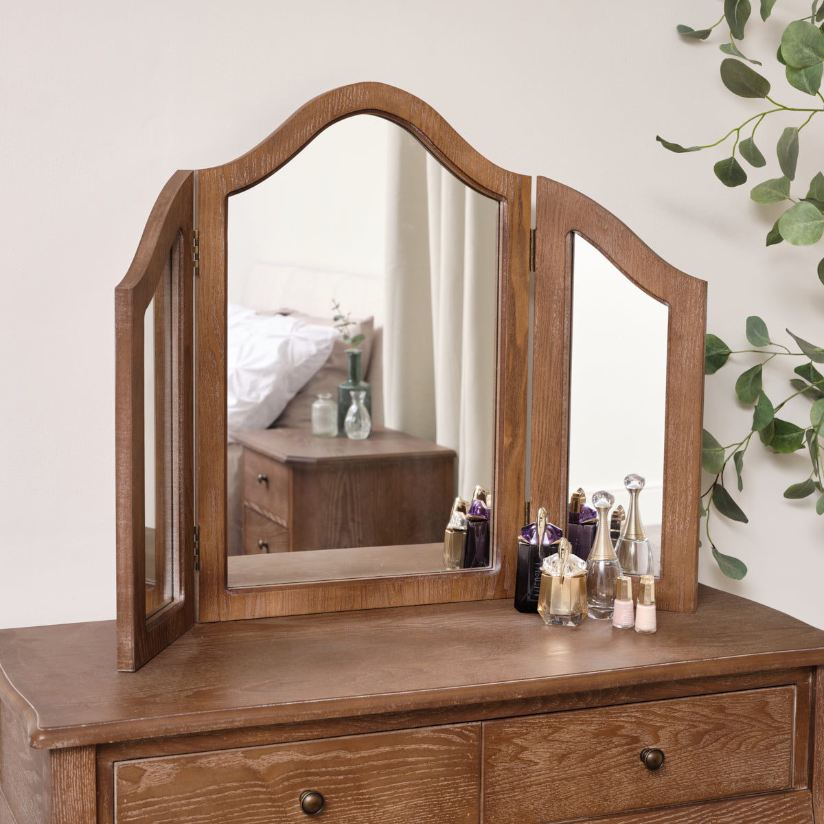 Dark Wood Triple Dressing Table Mirror - Ashwell Range Windsor Browne Dark Wood Triple Dressing Table Mirror - Ashwell Range Windsor Browne