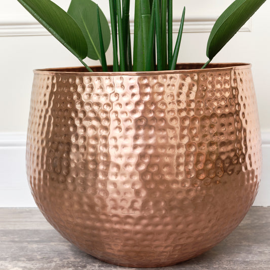  Large Copper Hammered Metal Planter 