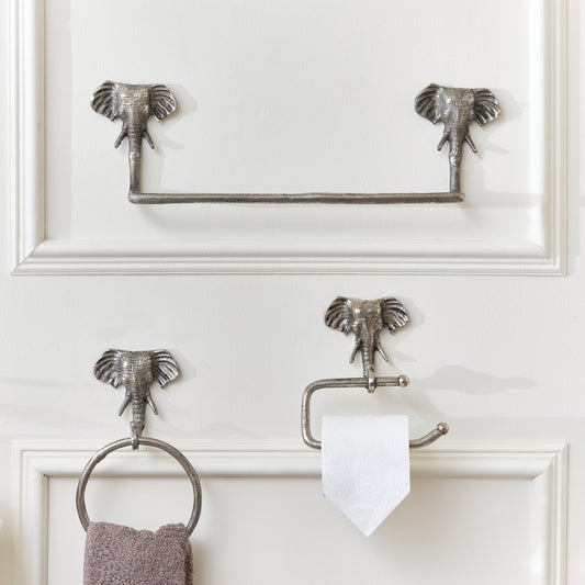  Metallic Silver Elephant Toilet Roll Holder 