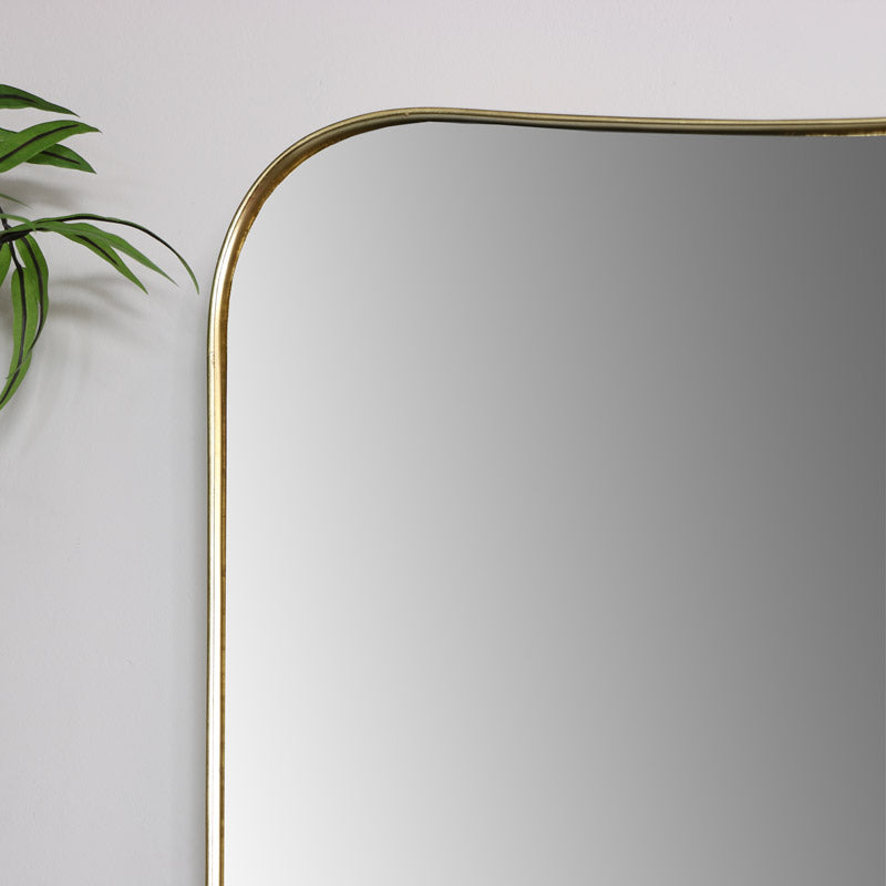 Large Gold Curved Wall Mirror 59cm x 77cm