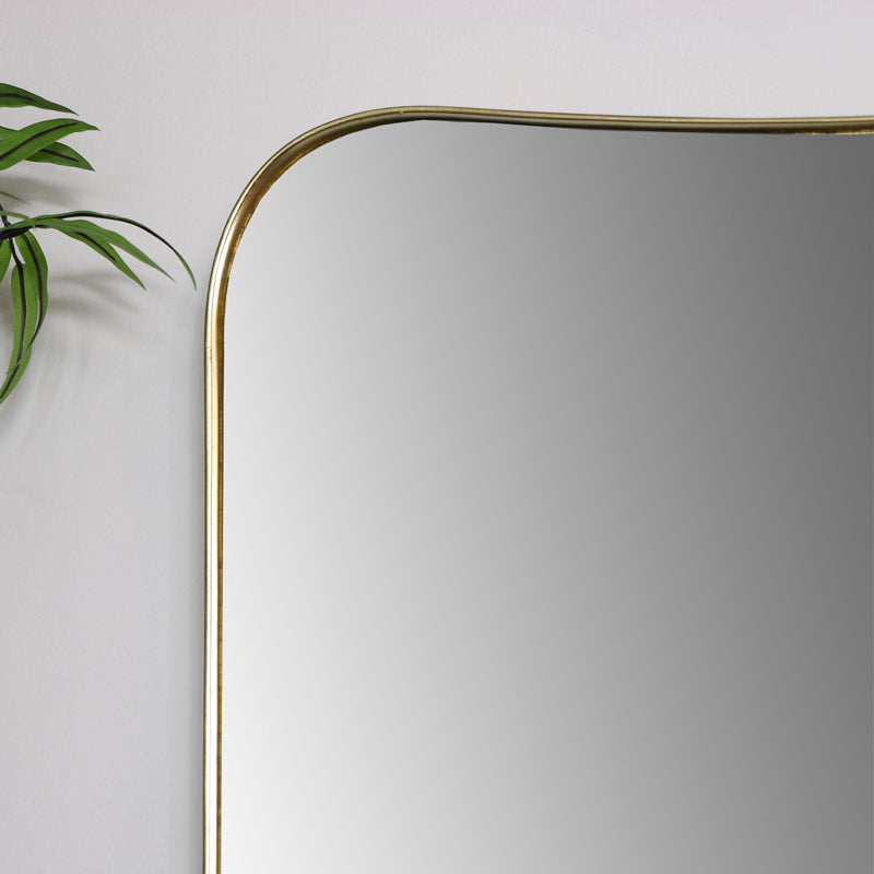 Large Gold Curved Wall Mirror 59cm x 77cm – Windsor Browne