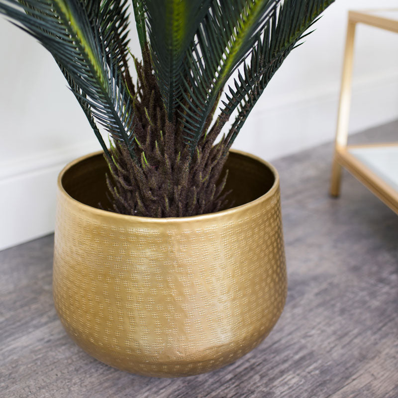 Large Round Gold Patterned Planter