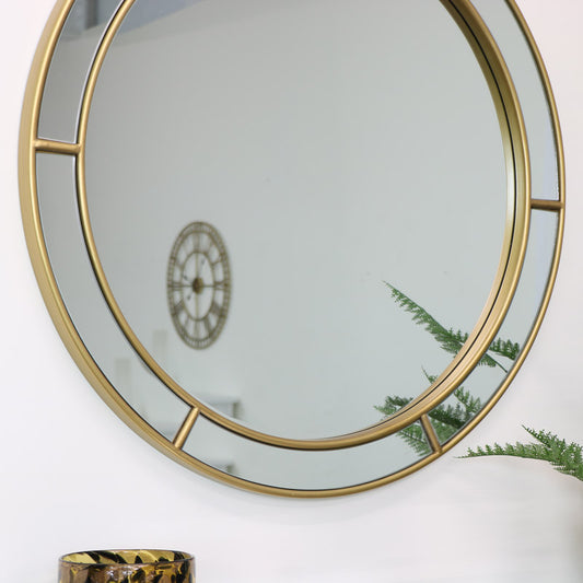  Large Round Gold Window Mirror 80cm x 80cm 