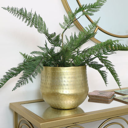 Small Round Gold Patterned Planter