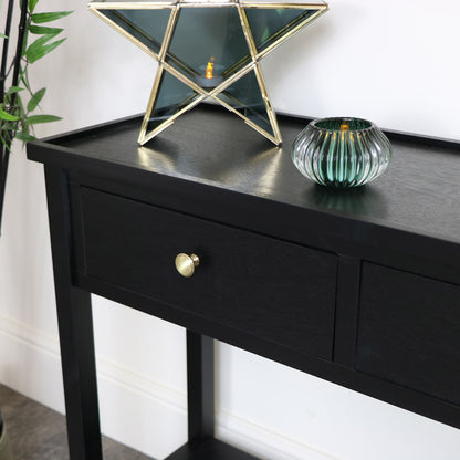 Black Pine Wood Console Table