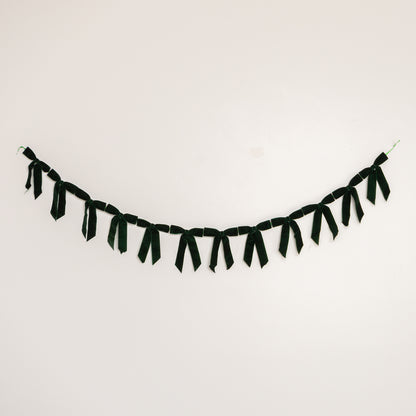 Dark Green Velvet Bow Christmas Garland Bunting - 200cm