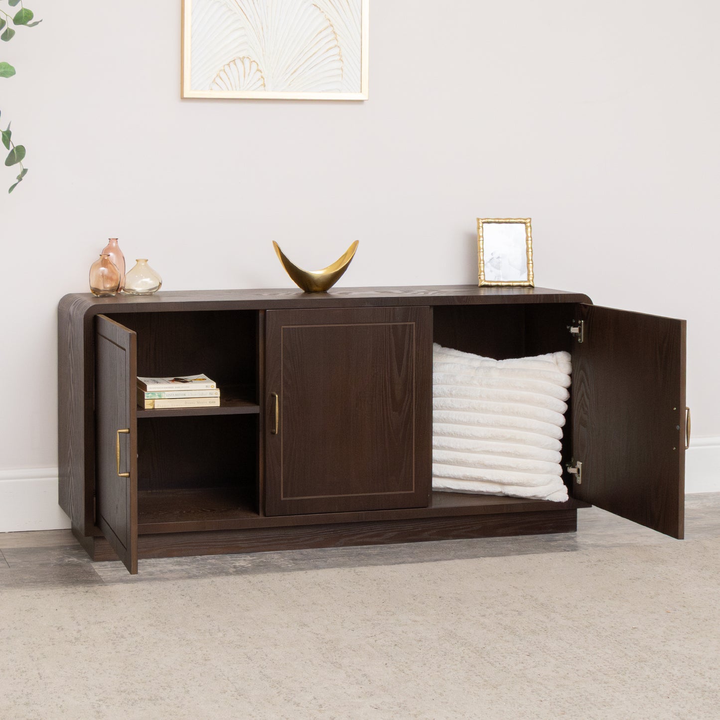 Dark Wooden 3 Door Sideboard - Kingsley Range