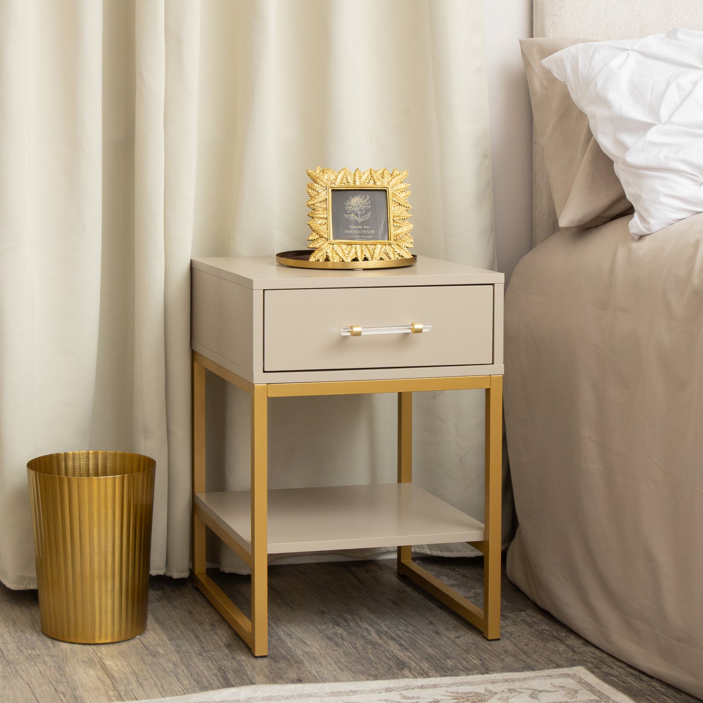 One Drawer Bedside Table - Liana Taupe Range