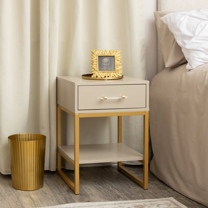 Pair of One Drawer Bedside Tables - Liana Taupe Range