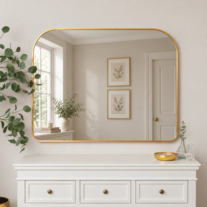 Large Gold Curved Arched Wall Mirror - 110cm x 90cm