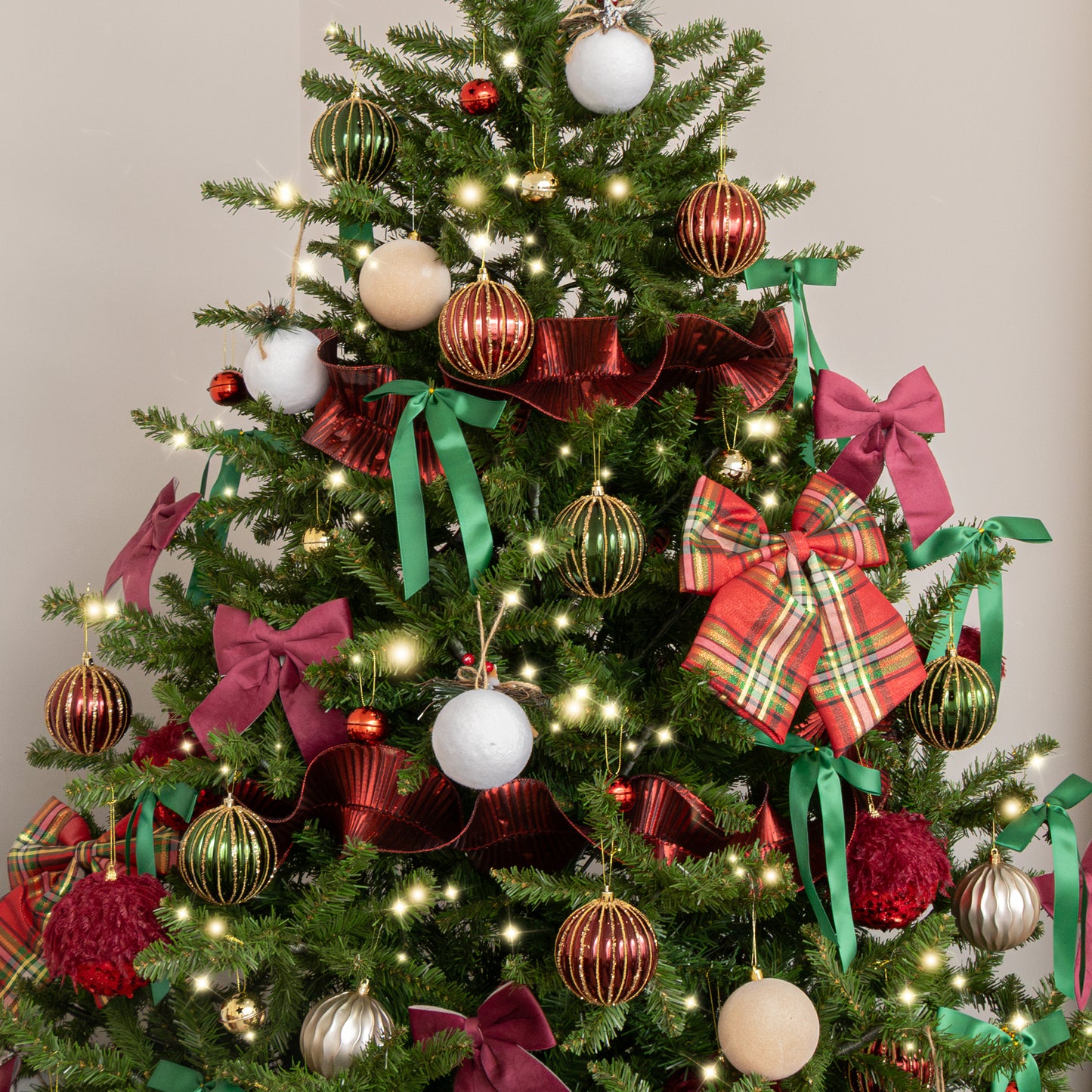 Dark Red Metallic Ruffle Christmas Tree Ribbon - 270cm (2.7m / 106.3')