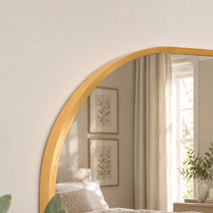 Large Gold Curved Arched Wall Mirror - 110cm x 90cm
