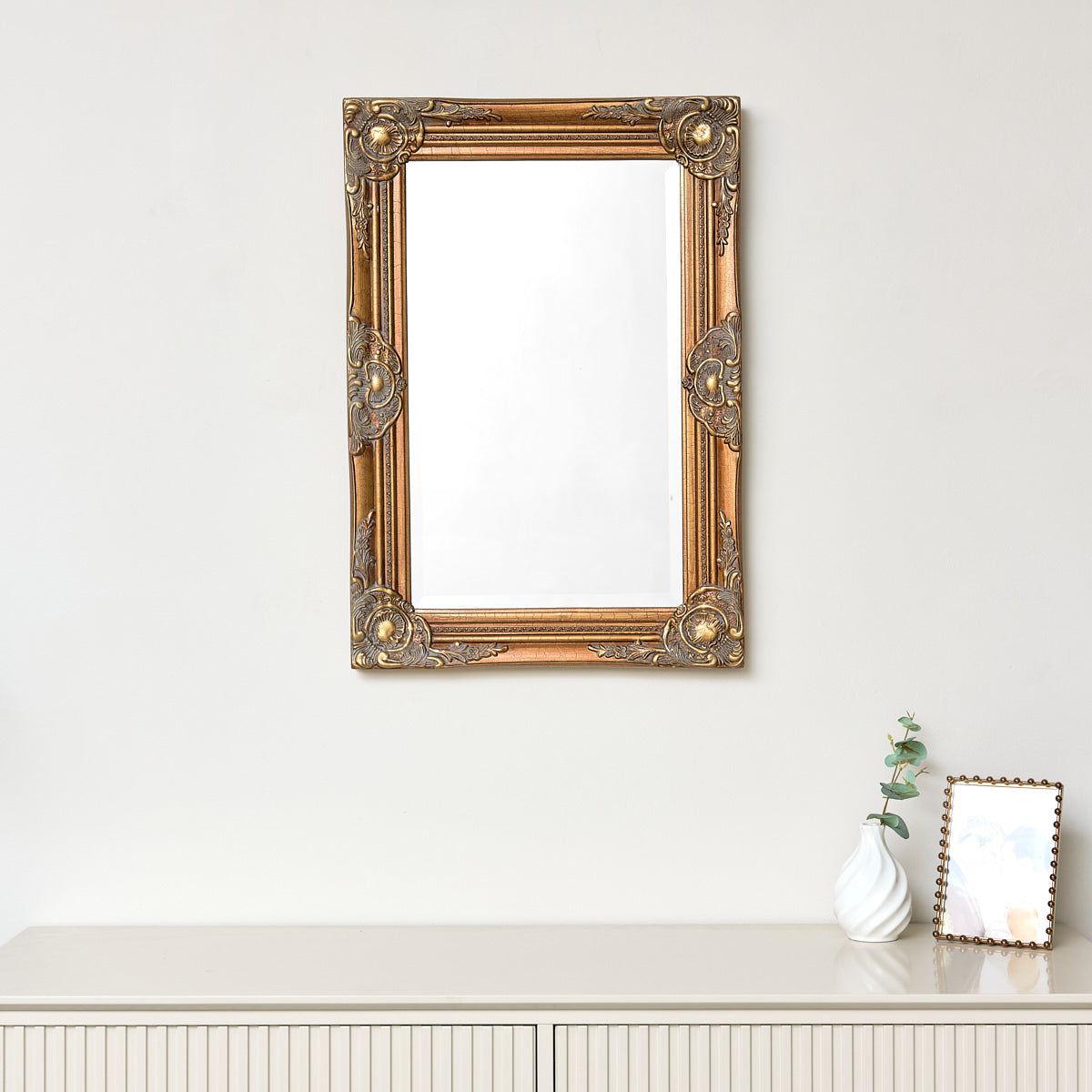 Antique Gold Ornate Rectangle Wall Mirror 65cm x 45cm
