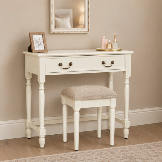  Ivory 2 Drawer Dressing Table & Stool Set - Charlotte Ivory Range 
