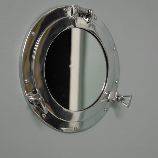  Silver Metal Porthole Mirror 28cm x 28cm 