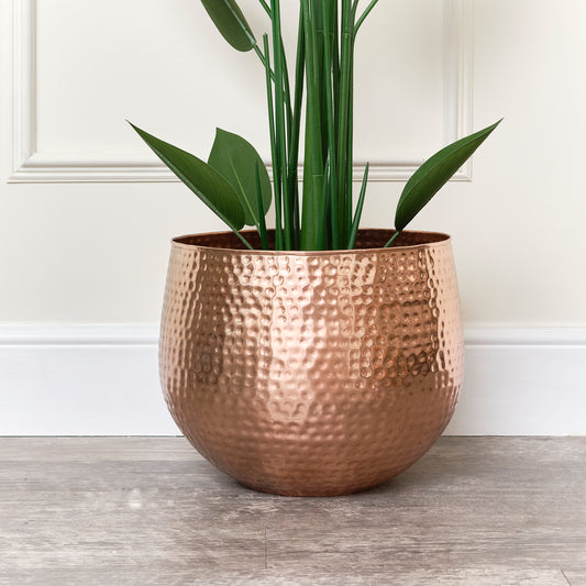  Large Copper Hammered Metal Planter 