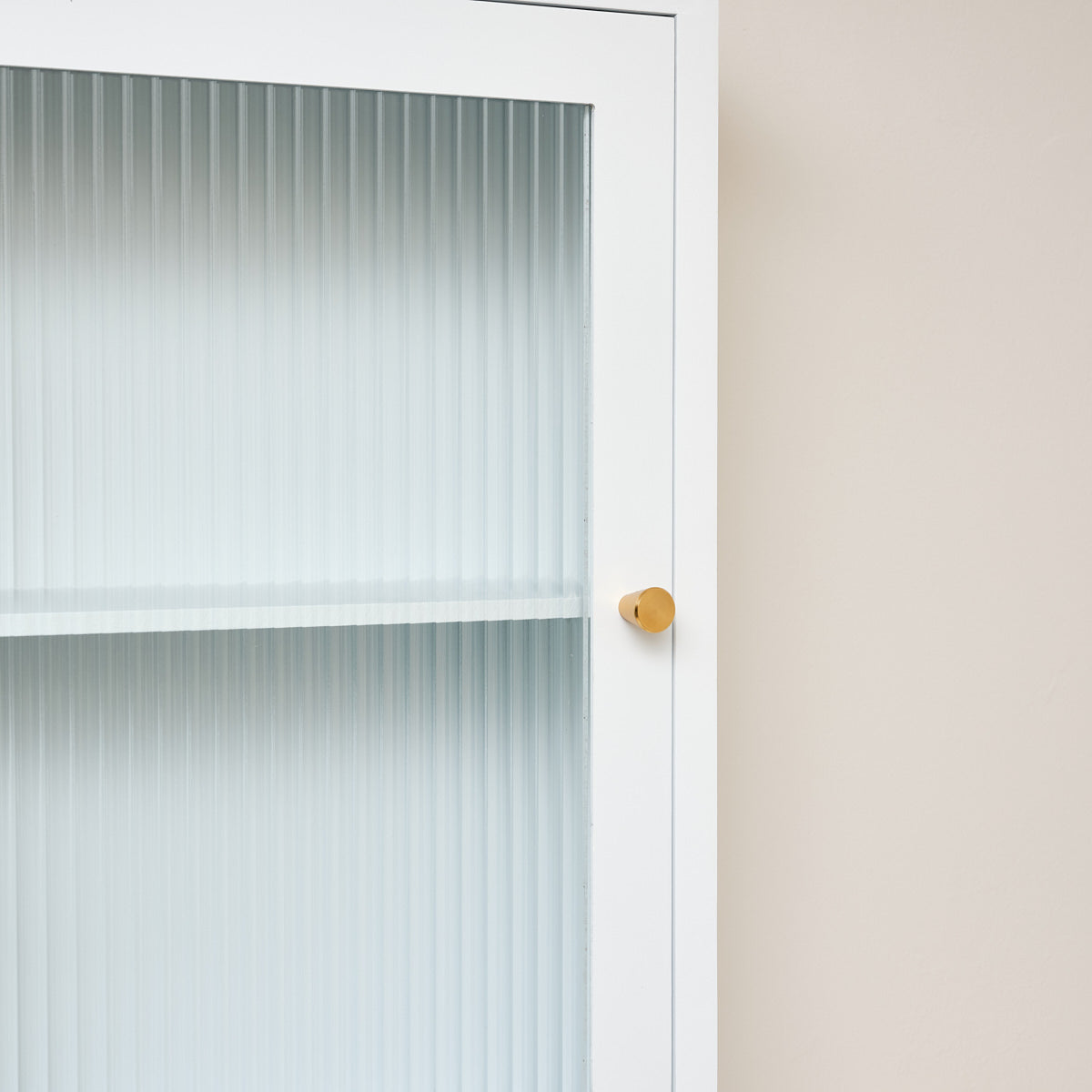 White Reeded Glass Fronted Wall Cabinet