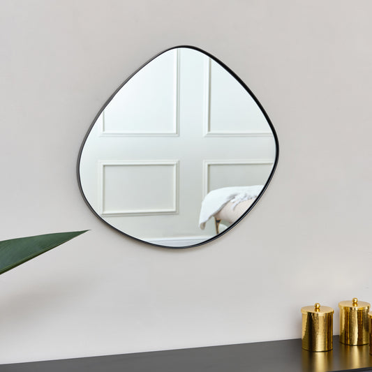  Black Asymmetrical Pebble Wall Mirror 50cm x 50cm 