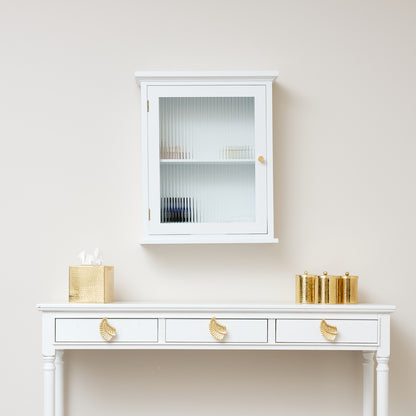 White Reeded Glass Fronted Wall Cabinet