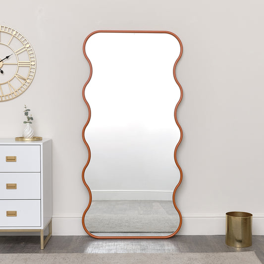  Orange Full Length Wave Mirror - 163cm x 80cm 