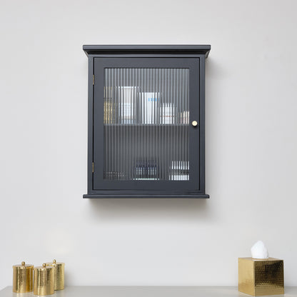 Black Reeded Glass Fronted Wall Cabinet