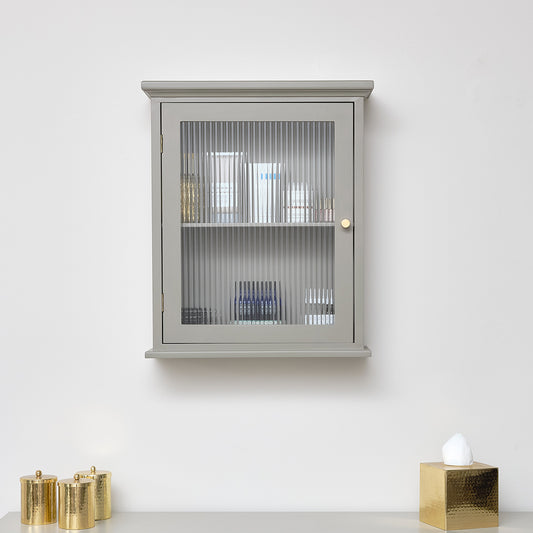  Taupe Reeded Glass Fronted Wall Cabinet 