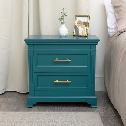 2 Drawer Large Teal Bedside Table