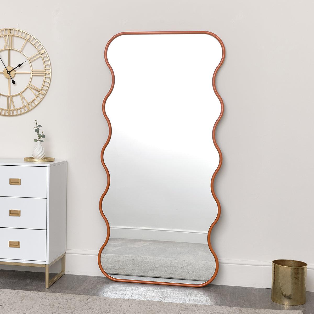 Orange Full Length Wave Mirror - 163cm x 80cm