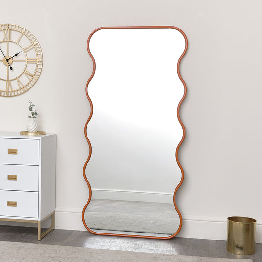  Orange Full Length Wave Mirror - 163cm x 80cm 