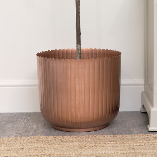  Large Copper Scalloped Metal Planter 