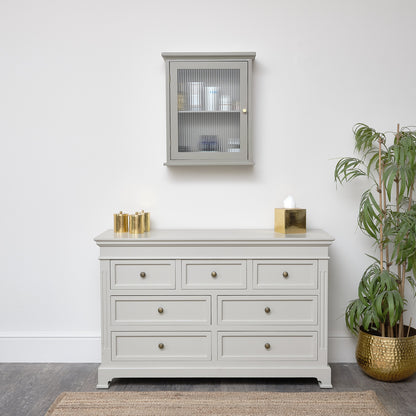 Taupe Reeded Glass Fronted Wall Cabinet