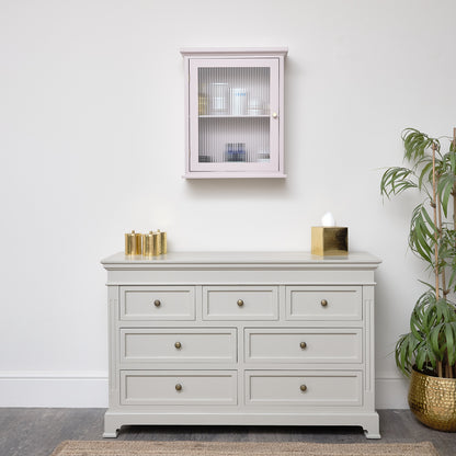 Pink Reeded Glass Fronted Wall Cabinet