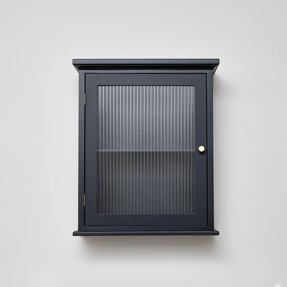 Black Reeded Glass Fronted Wall Cabinet