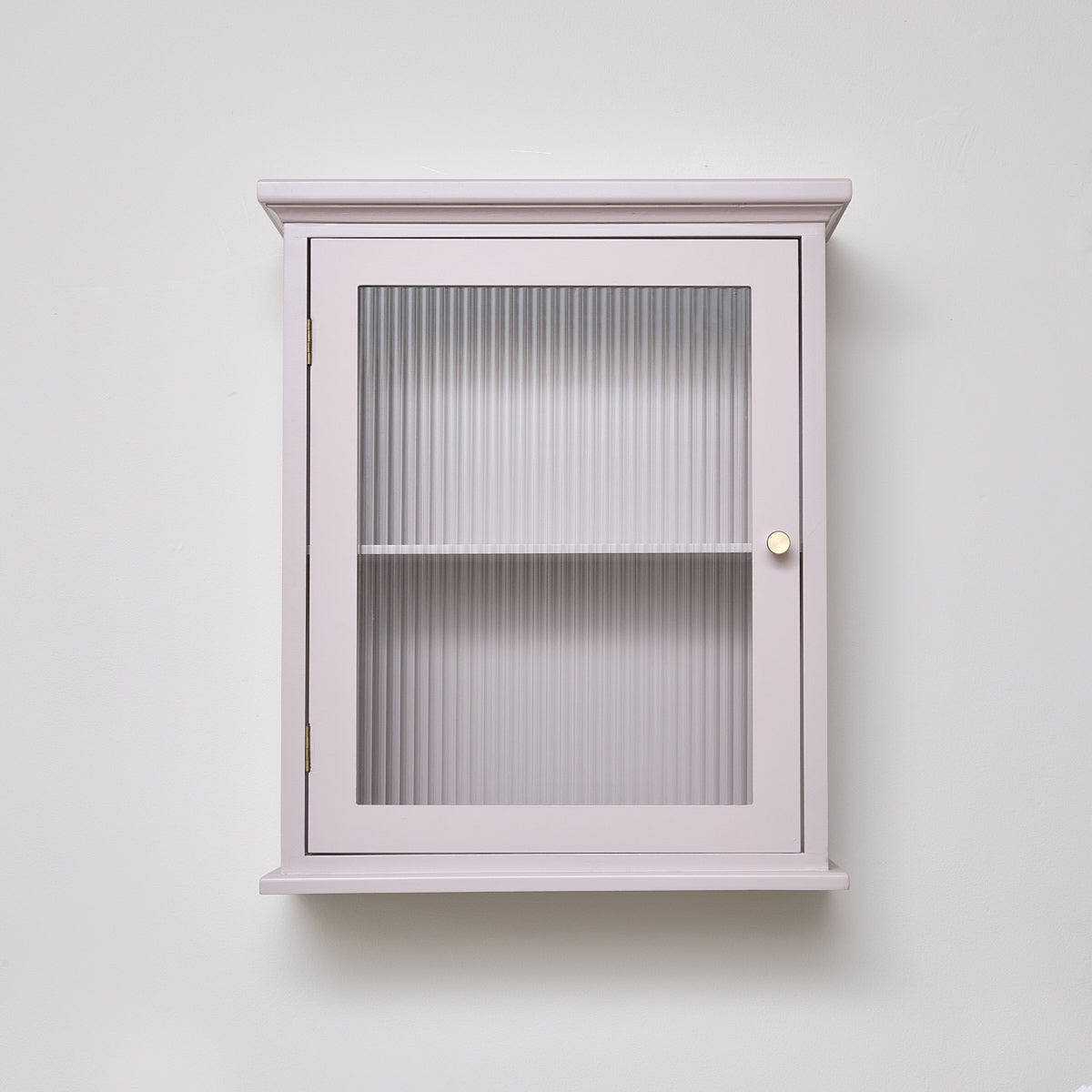 Pink Reeded Glass Fronted Wall Cabinet