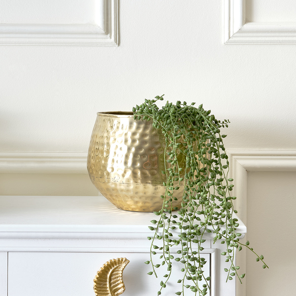 Gold Hammered Metal Planter