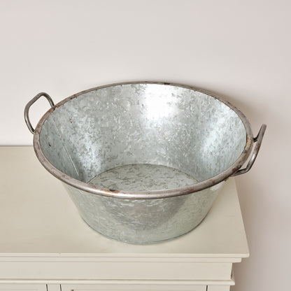 Large Silver Galvanised Metal Trough Planter Pot - 55cm