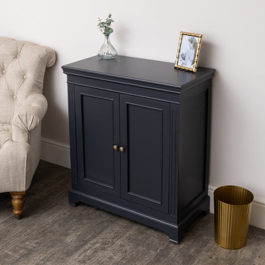 Slimline Two Door Shoe Cabinet With 3 Shelves - Daventry Navy Black Range 