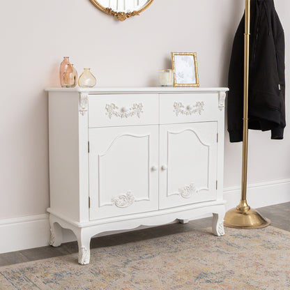 Large White Sideboard Cupboard - Pays Blanc Range