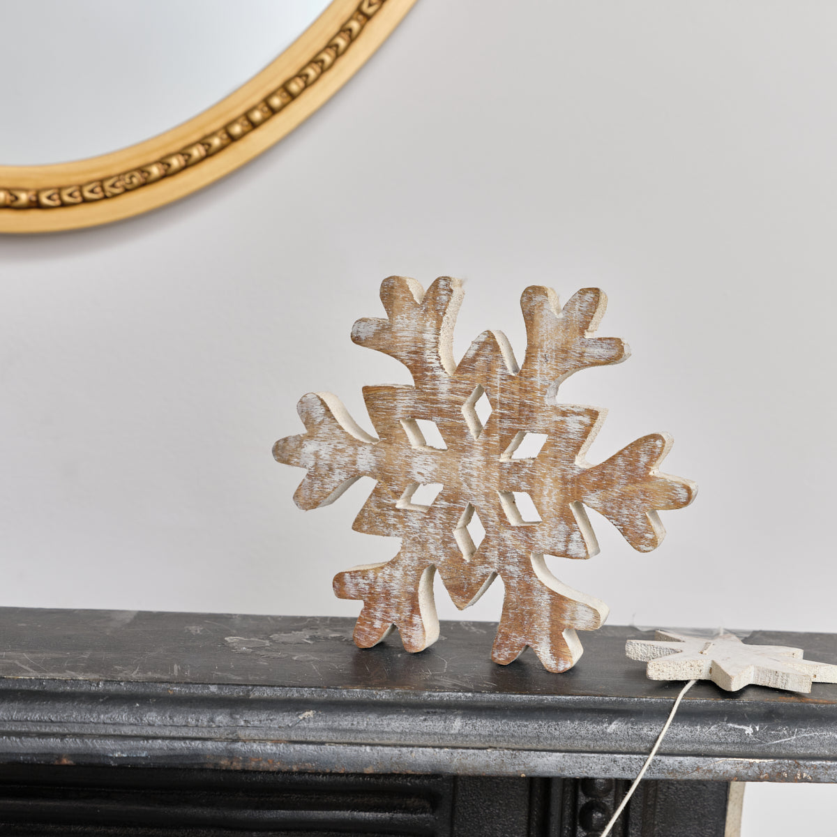 Small Rustic Wooden Snowflake Ornament - 15cm