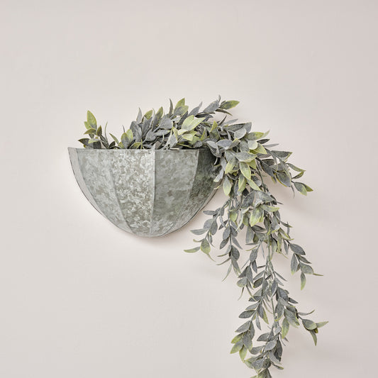  Silver Galvanised Scalloped Wall Planter 