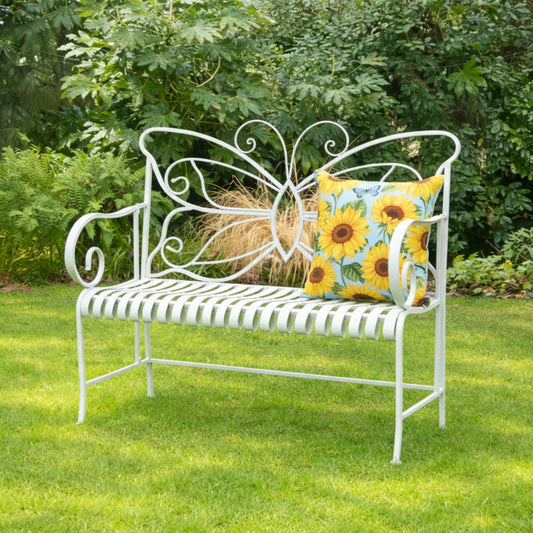  Grey Metal Butterfly Garden Bench 