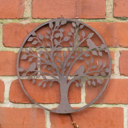 Galvanised Rust Tree Detail Garden Wall Art - 30cm