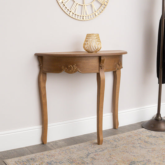  Wooden Half Moon Console Table - Pays Du Bois Range 