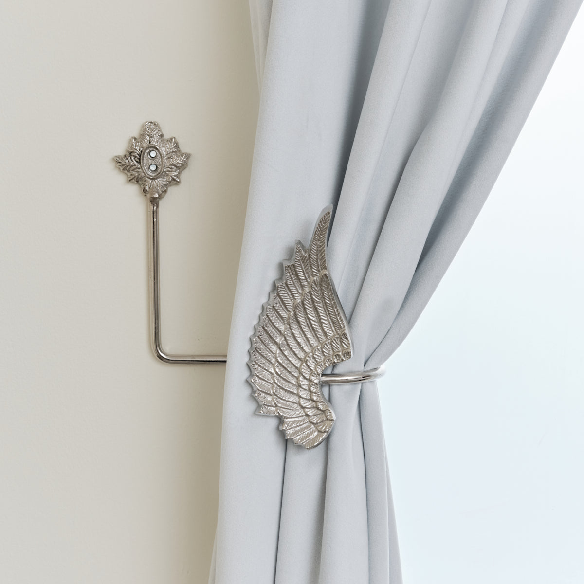 Pair of Silver Angel Wing Curtain Tie Backs