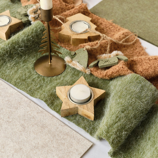  Wooden Star Shaped Tealight Holder - 10cm 