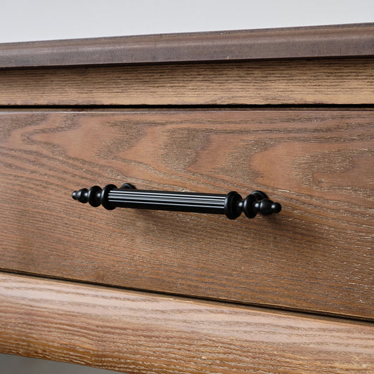  Small Black Ribbed Metal Bar Pull Handle 15cm 